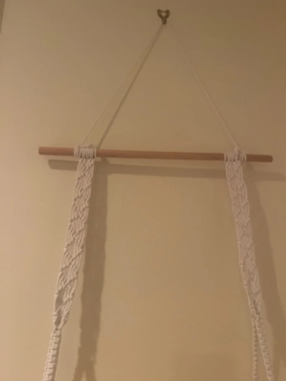 Natural Wood Hanging Shelf with Cream Macramé Cords